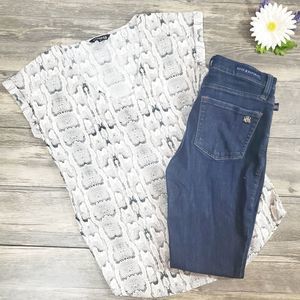Express Snakeskin Print Cap Sleeve Blouse Top